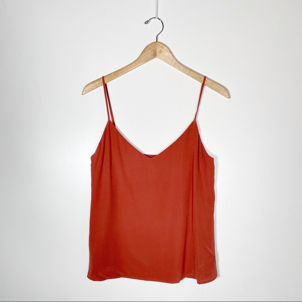 L'AGENCE Jane Silk V Neck Spaghetti Strap Cami In Burnt Clay Size Small SOLD - Picture 4 of 6